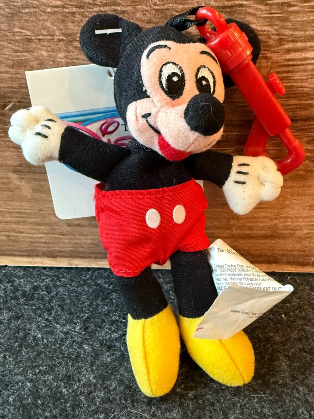 Vintage Disney Mickey Mouse Plush Keychain w Tags